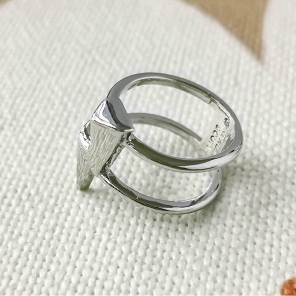 KENDRA SCOTT BOLT DOUBLE BAND RING - SILVER Sz: 7 - Picture 5 of 6